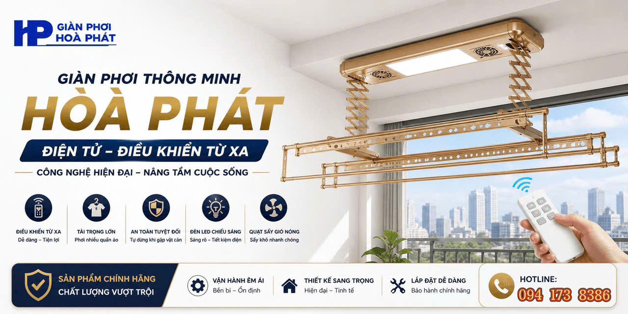 giàn phơi quần áo điều khiển